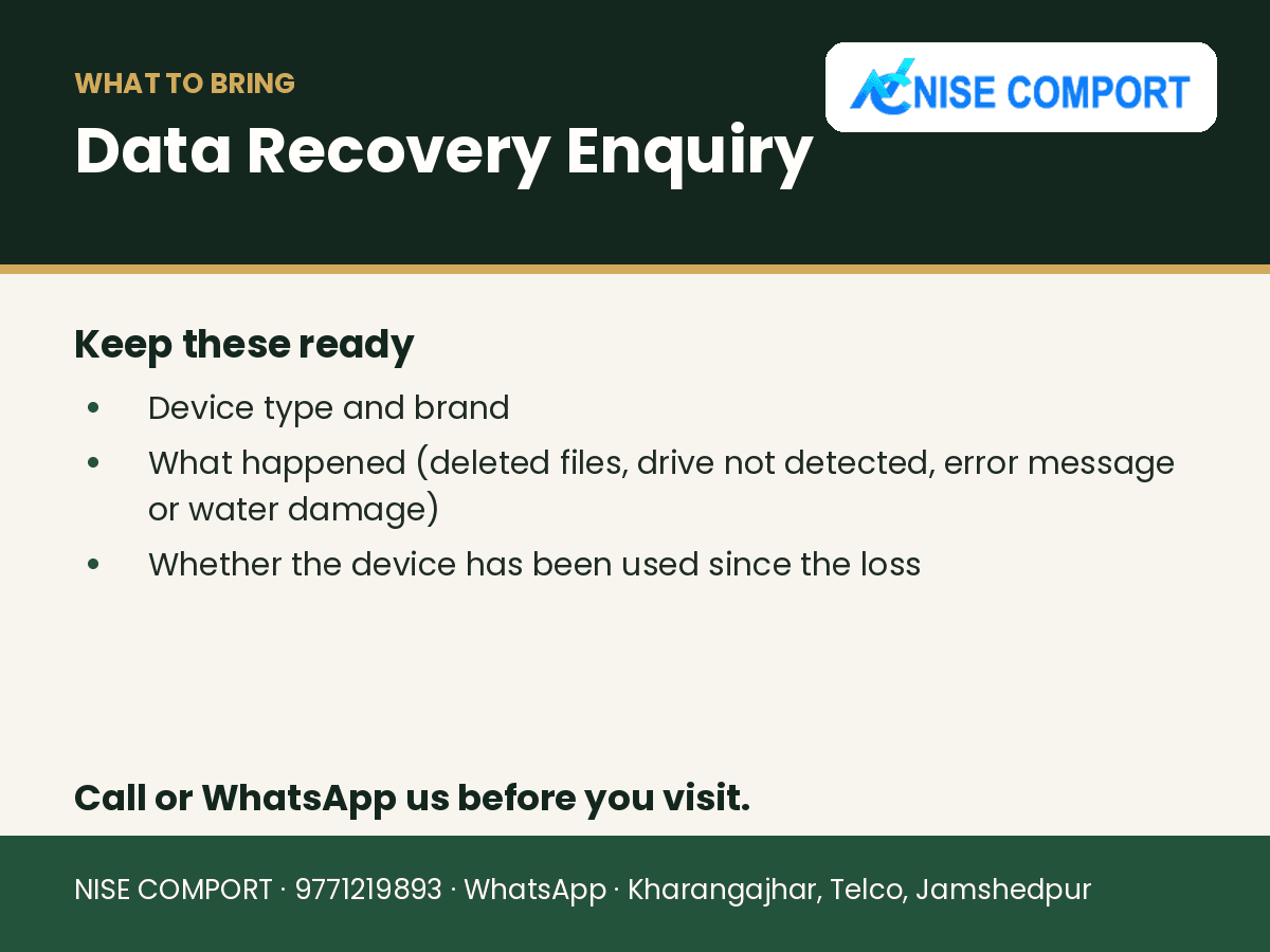 Data Recovery Enquiry in Jamshedpur: explainer slide 3